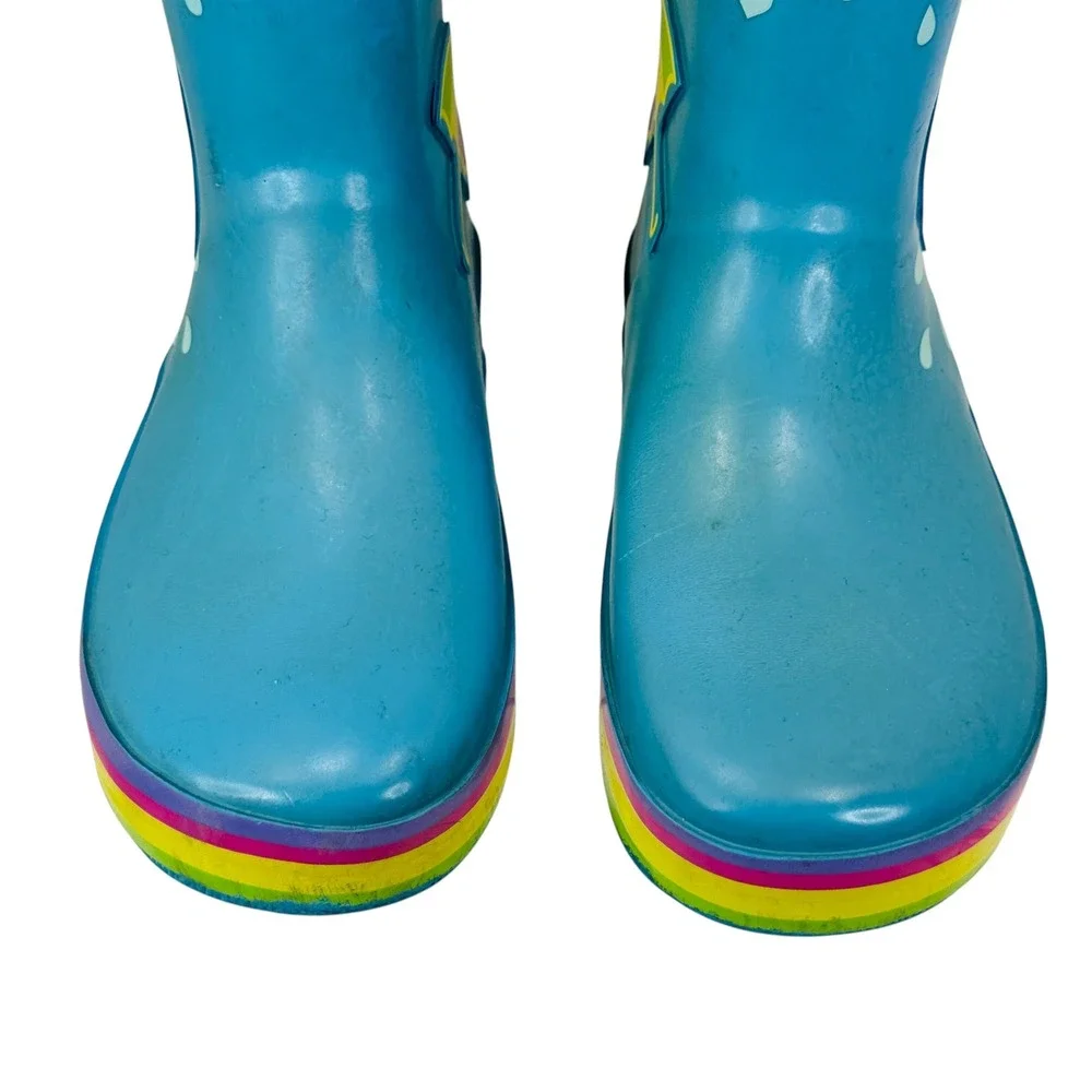 Peppa Pig Kids Rain Boots Blue Rainbow Umbrella Toddler‎ 9–10 Fun Colorful